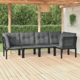 VidaXL Set mobilier de grădină, 5 piese, negru/gri, poliratan 3187753