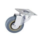 Roata Mobila Pivotanta cu Flansa din PVC Gri, Fara Frana / 75Mm, 35Kg - 10Buc