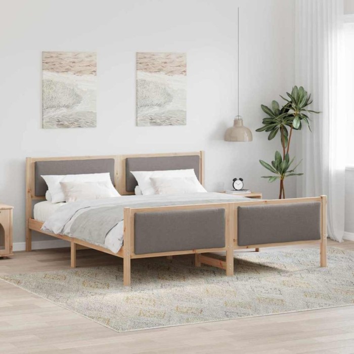 vidaXL Cadru de pat cu headboard Gri taupe 180 x 200 cm țesătură 3394251