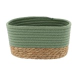Coș Mediu Rectangular Bumbac / Iarba De Mare 21X13X12 Cm &ndash; Kaki / Bej | Organizatoare Baie