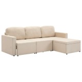 Cumpara ieftin Canapea extensibila modulara cu 3 locuri, crem, material textil