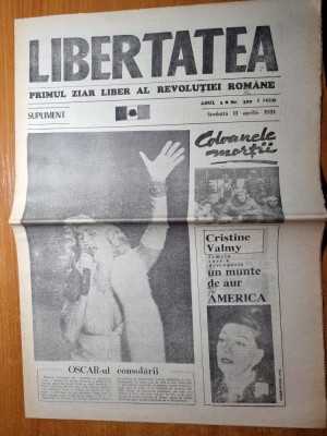 libertatea 13 aprilie 1991-art festivalul mamaia &amp;#039;91,decernarea oscarului foto