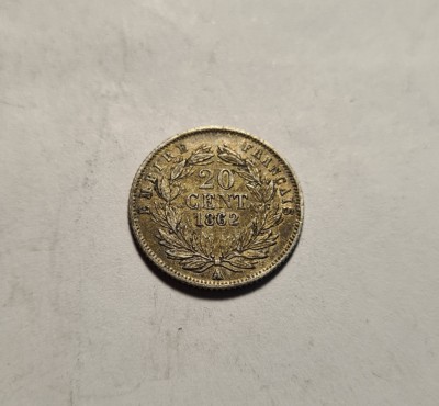 Franta 20 Centimes 1862 A Piesa Frumoasa de Colectie foto