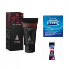 Gel Titan 50 ml+ Durex Extra Safe. 3 buc+ Durex Perfect Glide, 50 ml foto