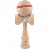 Kendama X Originala, Profesionala, din Lemn, 18 cm, Special, Model cu Dunga, Rosu