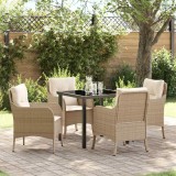 Cumpara ieftin Set de masă pentru grădină cu pernă 5 pcs Bej Rattan poli
