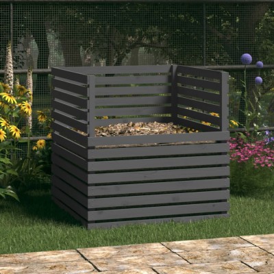 Gossi compostor, gri, 100x100x102 cm, lemn masiv de pin foto
