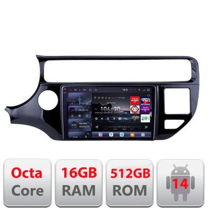 Navigatie Kia Rio 2014-2017 Edotec Kit-504 8 core QLED 2K 16+512 360 Android Waze USB Navigatie Internet Youtube Radio CarStore Technology