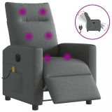 VidaXL Fotoliu electric de masaj rabatabil, gri &icirc;nchis, textil