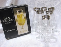 SET PAHARE SAMPANIE PRISMA MODEL SINFONIE DECOR CU PLATINA 15.5 CM