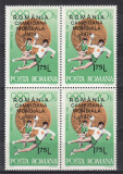 ROMANIA 1974 LP 846 ROMANIA-CAMPIOANA MONDIALA SUPRATIPAR BLOC DE 4 TIMBRE MNH, Nestampilat