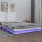 vidaXL Cadru de pat King Size 5FT cu LED, alb, 150x200 cm, lemn masiv