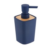 Dispenser Săpun Plastic Si Bambus 380 Ml &ndash; Albastru