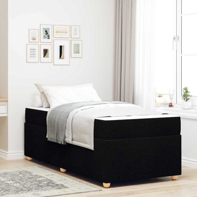 vidaXL Cadru de pat cu saltea Negru 80 x 200 cm țesătură 3399316 foto