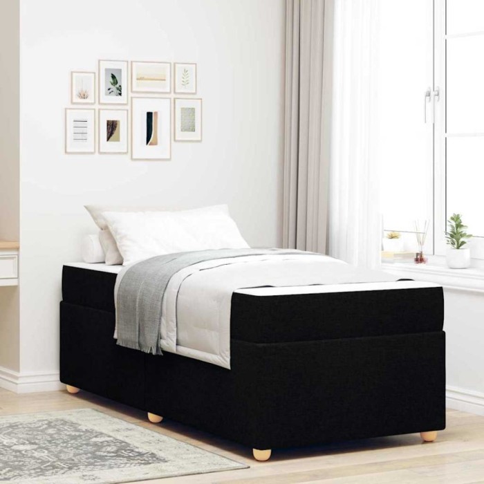 vidaXL Cadru de pat cu saltea Negru 80 x 200 cm țesătură 3399316