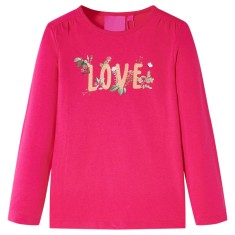 Tricou pentru copii cu m&acirc;neci lungi, roz aprins, 104