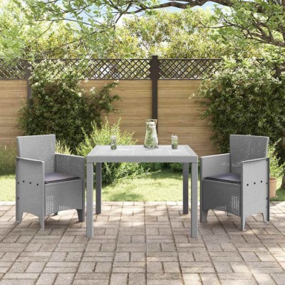 vidaXL Set de masă pentru grădină 3 pcs Gri deschis Ratan Polt 3378690 foto
