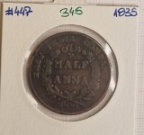 345 India - British, East India Company, 1/2 Anna - William IV1835, KM#447