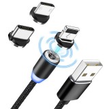 Cablu Magnetic incarcare,3IN1 Led Micro USB Lightning Type C Iphone Samsung