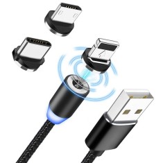 Cablu Magnetic incarcare,3IN1 Led Micro USB Lightning Type C Iphone Samsung foto