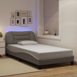 VidaXL Cadru de pat cu LED fără saltea Taupe 100x200 cm Material