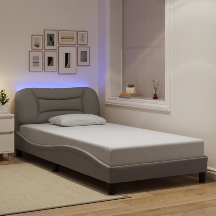 vidaXL Cadru de pat cu LED fără saltea Taupe 100x200 cm Material