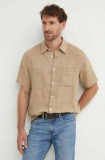 A.P.C. camasa de in chemisette bellini logo culoarea bej, cu guler clasic, regular, LIAEK-H12551, APC