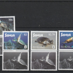 Samoa 2016-Fauna,WWF,Testoase,Serie 4 valori,cu vignete II,,MNH,Mi.1348-1351