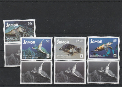 Samoa 2016-Fauna,WWF,Testoase,Serie 4 valori,cu vignete II,,MNH,Mi.1348-1351 foto