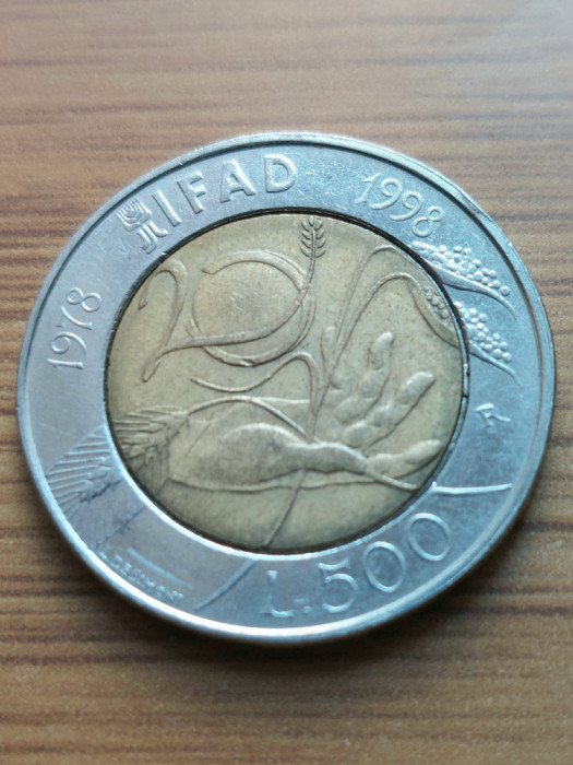 Moneda Italia 500 lire 1998