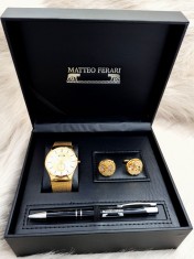 Set cadou pentru barbati Matteo Ferari, ceas, butoni, pix metalic MF052B110G foto