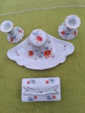 Portelan Oscar Schchlegelmilch, set de birou cu suport si calimara, suport pentru sugativa, pereche de sfesnice