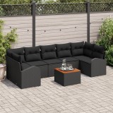 vidaXL Set de Canapea de Grădină 8 pcs Negru Mare
