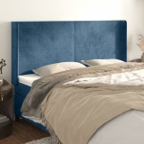 VidaXL Tăblie pat cu urechi albastru &icirc;nchis 203x16x118/128 cm catifea