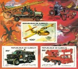 DJIBOUTI 1984 - Masini si avioane destinate stingerii incendiilor / colita MNH (cota Michel 20&euro;)