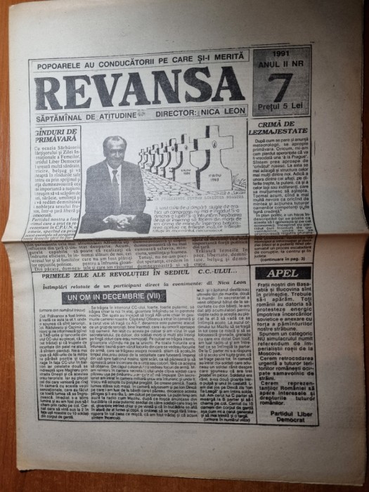 ziarul revansa iulie 1991-art. nica leon in tompul revolutiei