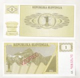 bnk bn Slovenia 1 tolar 1990 vzorec unc (specimen)