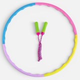 Set 2 in 1: Cerc Hula Hoop 65 cm si Coarda de Sarit 220 cm, Multicolor, Plastic, CMCLASS