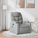 VidaXL Fotoliu de masaj rabatabil, gri deschis, textil