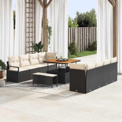 vidaXL Set de canapele pentru grădină Negru și Crem 100 x 100 x 71 cm 3364455 foto
