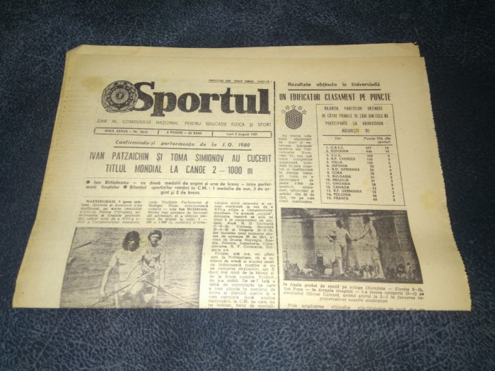 ZIARUL SPORTUL 3 AUGUST 1981