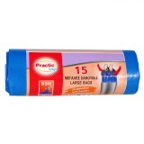 Saci Menajeri Practic, Large Bags, Capacitate 55L, Albastru, Set 15 Bucăți, Oem