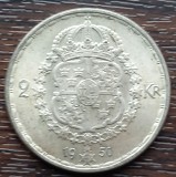 (A980) MONEDA DIN ARGINT SUEDIA - 2 KRONOR 1950, LIT. TS, REGELE GUSTAV V, Europa