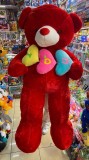 Urs rosu din plus cu inimioare multicolore love 1,8m