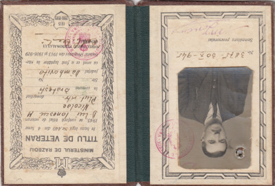 Carnet de Veteran al Razboaielor Balcanice (1913) si WWI (1916-1919) foto