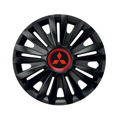Set 4 capace roti Negre Cu Inel Rosu Royal R15 pentru gama auto Mitsubishi foto