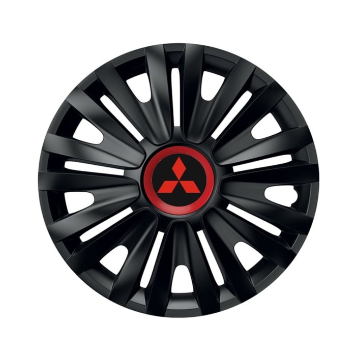 Set 4 capace roti Negre Cu Inel Rosu Royal R15 pentru gama auto Mitsubishi