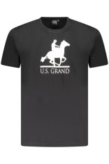 U.S. Grand POLO Tricou barbati cu imprimeu, cu decoteu la baza gatului, negru, S