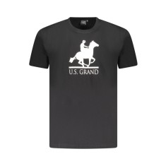 U.S. Grand POLO Tricou barbati cu imprimeu, cu decoteu la baza gatului, negru, S