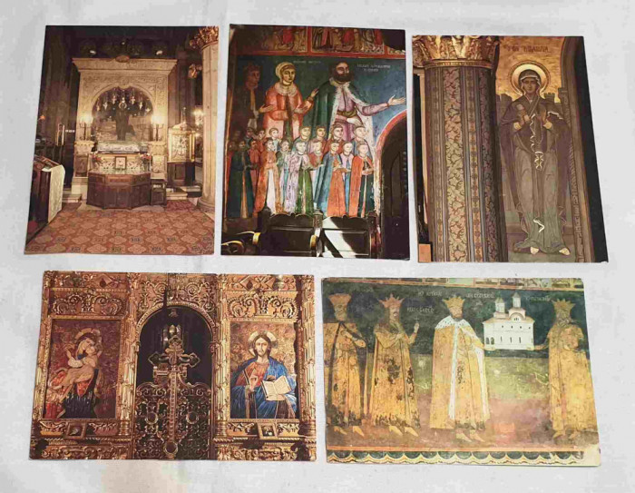 Pictura - Biserica - Manastire carte Postala veche - Lot x 5 vederi din Romania